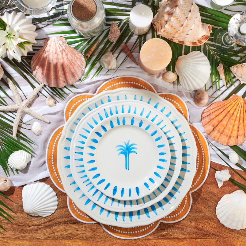 Blue store Beautiful Palm Tree Dinnerware